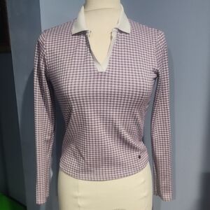 Cuidado Con El Perro checkerboard long sleeve polo Size Medium